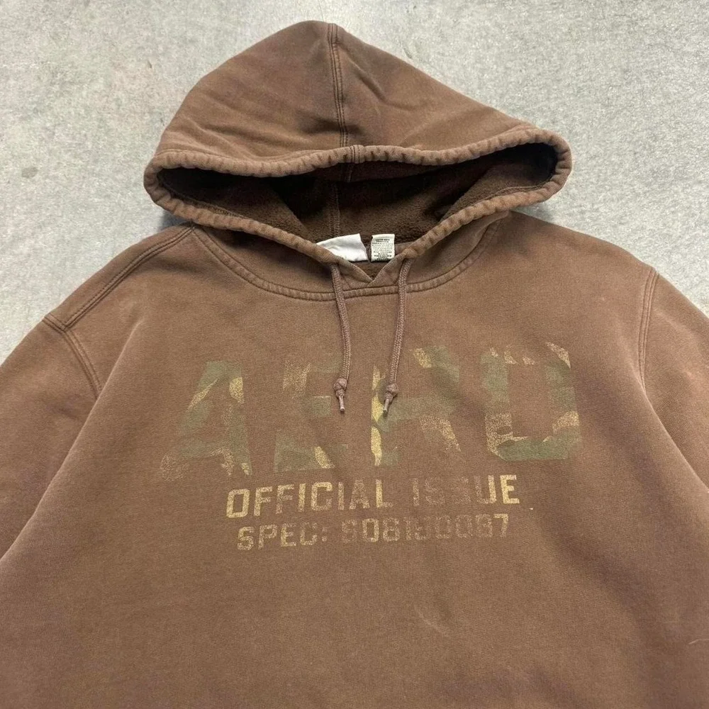 Vintage Aeropostale Camo Hoodie Brown Unisex Earthtone Essential Sweatshirt